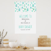 Schattigee Raindrops Baby shower / Sprinkle Welkom Poster (Keuken)