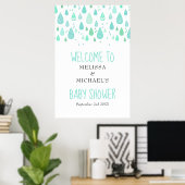 Schattigee Raindrops Baby shower / Sprinkle Welkom Poster (Thuiskantoor)