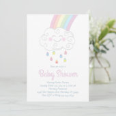 Schattigee Raindrops Cloud Rainbow Pastel Baby sho Kaart (Staand voorkant)