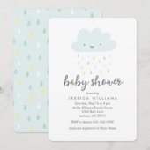 Schattigee Rainy Cloud Baby shower Uitnodiging in  (Voorkant / Achterkant)