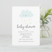 Schattigee Rainy Cloud Baby shower Uitnodiging in  (Staand voorkant)