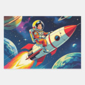 Schattigee raketten in de ruimte Verjaardag astron Inpakpapier Vel (Voorkant 2)