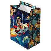 Schattigee raketten in de ruimte Verjaardag astron Medium Cadeauzakje (Voorkant Gekanteld)