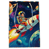 Schattigee raketten in de ruimte Verjaardag astron Medium Cadeauzakje (Voorkant)