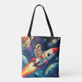 Schattigee raketten in de ruimte Verjaardag astron Tote Bag (Achterkant)