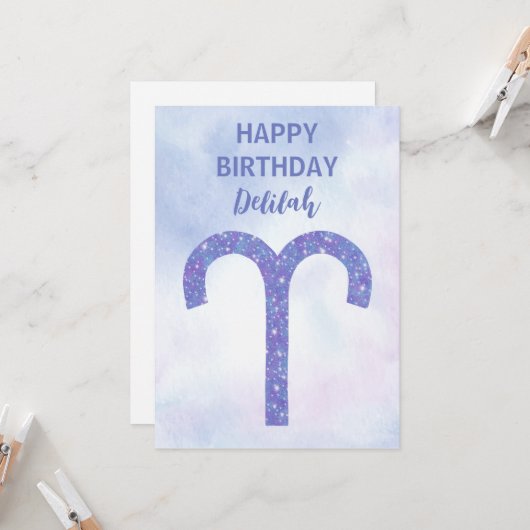 Schattigee Ram Astrologie Teken Gepersonaliseerd Kaart (Voorkant / Achterkant in situ)