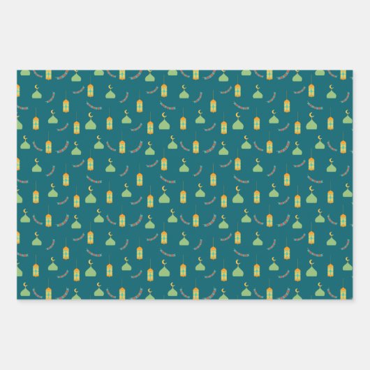 Schattigee Ramadan Groen Eid Cadeauverpakking Papi Inpakpapier Vel (Voorkant 3)