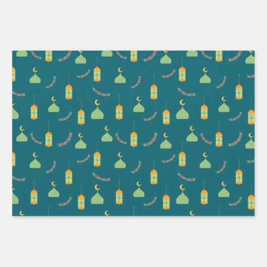 Schattigee Ramadan Groen Eid Cadeauverpakking Papi Inpakpapier Vel (Voorkant)