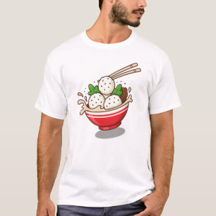 Schattigee Ramen Bowl Illustratie met Rijstballen T-shirt