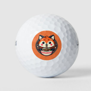 Schattigee Ramen Fox Illustration voor Merch Desig Golfballen