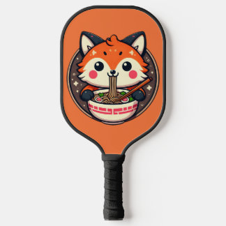 Schattigee Ramen Fox Illustration voor Merch Desig Pickleball Paddle