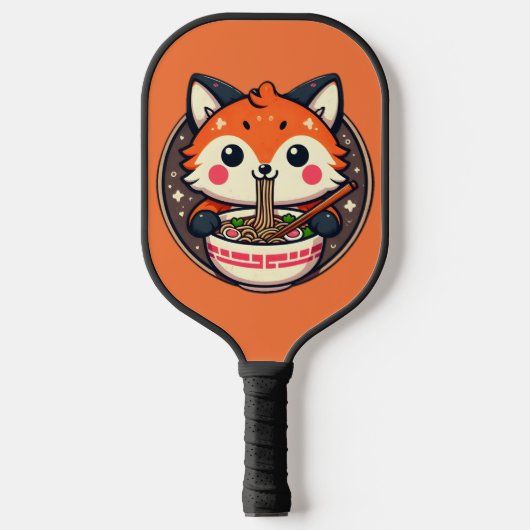 Schattigee Ramen Fox Illustration voor Merch Desig Pickleball Paddle (Voorkant)