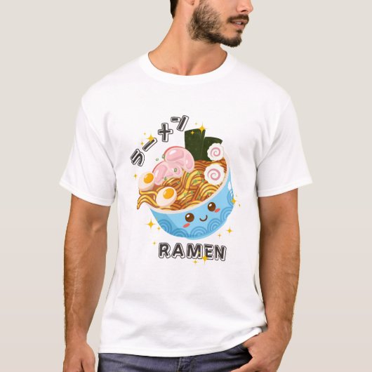 Schattigee Ramen Japans eten T-shirt (Voorkant)