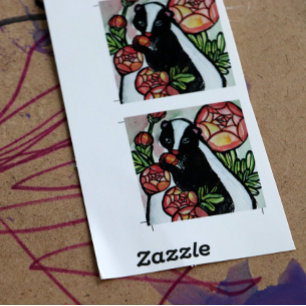 Schattigee Ranunculus Skunk Lovers Roze Bloemen Hart Sticker