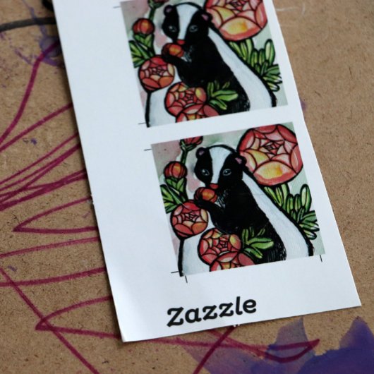 Schattigee Ranunculus Skunk Lovers Roze Bloemen Hart Sticker