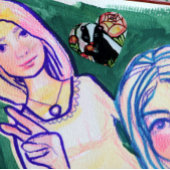 Schattigee Ranunculus Skunk Lovers Roze Bloemen Hart Sticker