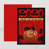 Schattigee Rat Chinees Jaar 2020 Zodiac Verjaardag Feestdagenkaart (Voorkant / Achterkant)