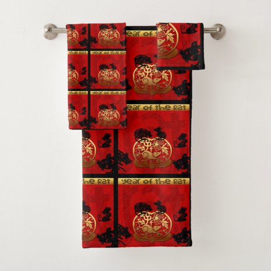 Schattigee Rat Chinees Jaar Zodiac Verjaardagsbads Bad Handdoek (Insitu)