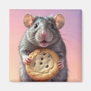 Schattigee Rat Met Chocolade Chip Cookie Magneet