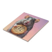 Schattigee Rat Met Chocolade Chip Cookie Tegeltje (Zijkant)