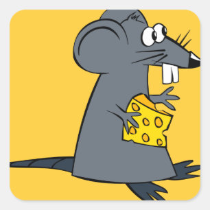 Schattigee Rat met Kaas Vierkante Sticker