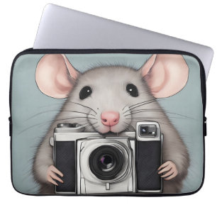 Schattigee rattenfotograaf laptop sleeve