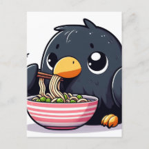 Schattigee Raven Eating Ramen