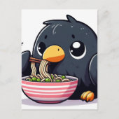 Schattigee Raven Eating Ramen Briefkaart (Voorkant)