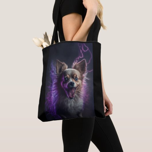 Schattigee razende hond in een tweezijdige tote bag (Dichtbij)