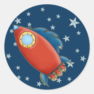 Schattigee Rd Rocket & Stars Stickers