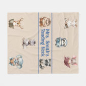 Schattigee "Reading Nook" waterverf dieren op maat Fleece Deken (Voorkant (Horizontaal))