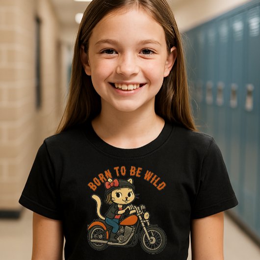 Schattigee Rebel Biker Girl Cat T-shirt