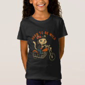 Schattigee Rebel Biker Girl Cat T-shirt (Voorkant)