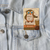 Schattigee Rechthoekige Uil Terug-naar-School Pin  Button (Insitu)