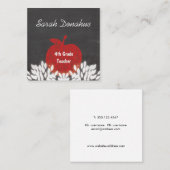 Schattigee Red Apple Chalkboard School Teacher Vierkante Visitekaartje (Voorkant / Achterkant)