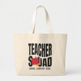 Schattigee Red Apple Teacher Squad Grote Tote Bag