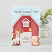 Schattigee Red Barn en boerderijdieren Kaart (Staand voorkant)