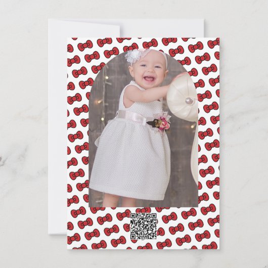 Schattigee Red Bow grillige verjaardagsfeestje Kaart (Achterkant)