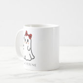 Schattigee Red Bow Halloween Ghost Girly Koffiemok (Voorkant links)