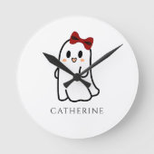 Schattigee Red Bow Halloween Ghost Girly Ronde Klok (Voorkant)