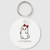 Schattigee Red Bow Halloween Ghost Girly Sleutelhanger (Achterkant)