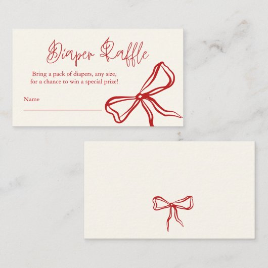 Schattigee  Red Bow Luier Raffle Informatiekaartje (Voorkant / Achterkant)