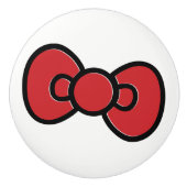 Schattigee Red Bow Whimsical Keramische Knop (Voorkant)