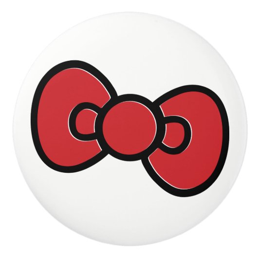 Schattigee Red Bow Whimsical Keramische Knop (Voorkant)