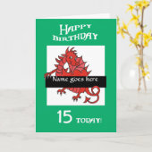 Schattigee Red Dragon Birthday Kaart om te persona (Gele Bloem)