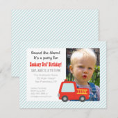 Schattigee Red Fire Truck Boys Verjaardagsfeest Fo Kaart (Voorkant / Achterkant)