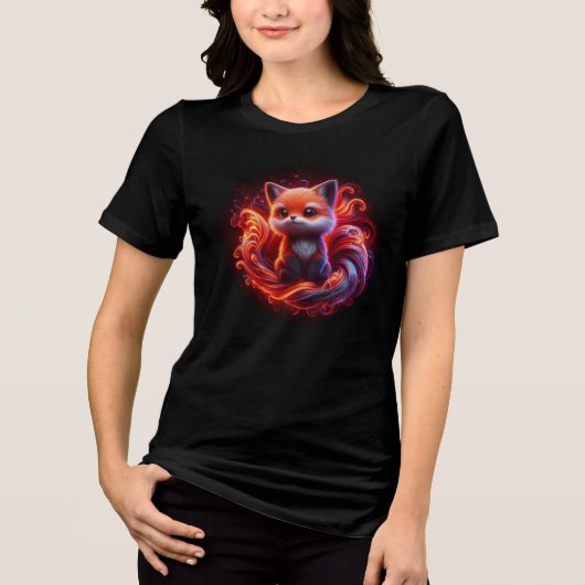 Schattigee Red Fox Cub Tri-Blend Shirt (Voorkant)
