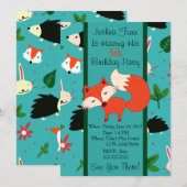 Schattigee Red Fox Design Kinderverjaardagsuitnodi Kaart (Voorkant / Achterkant)
