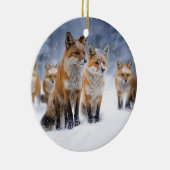 Schattigee Red Fox-familie in de kerstvakantie in  Keramisch Ornament (Rechts)