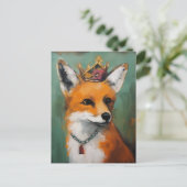 Schattigee Red Fox in een kroon en Ketting Briefkaart (Staand voorkant)